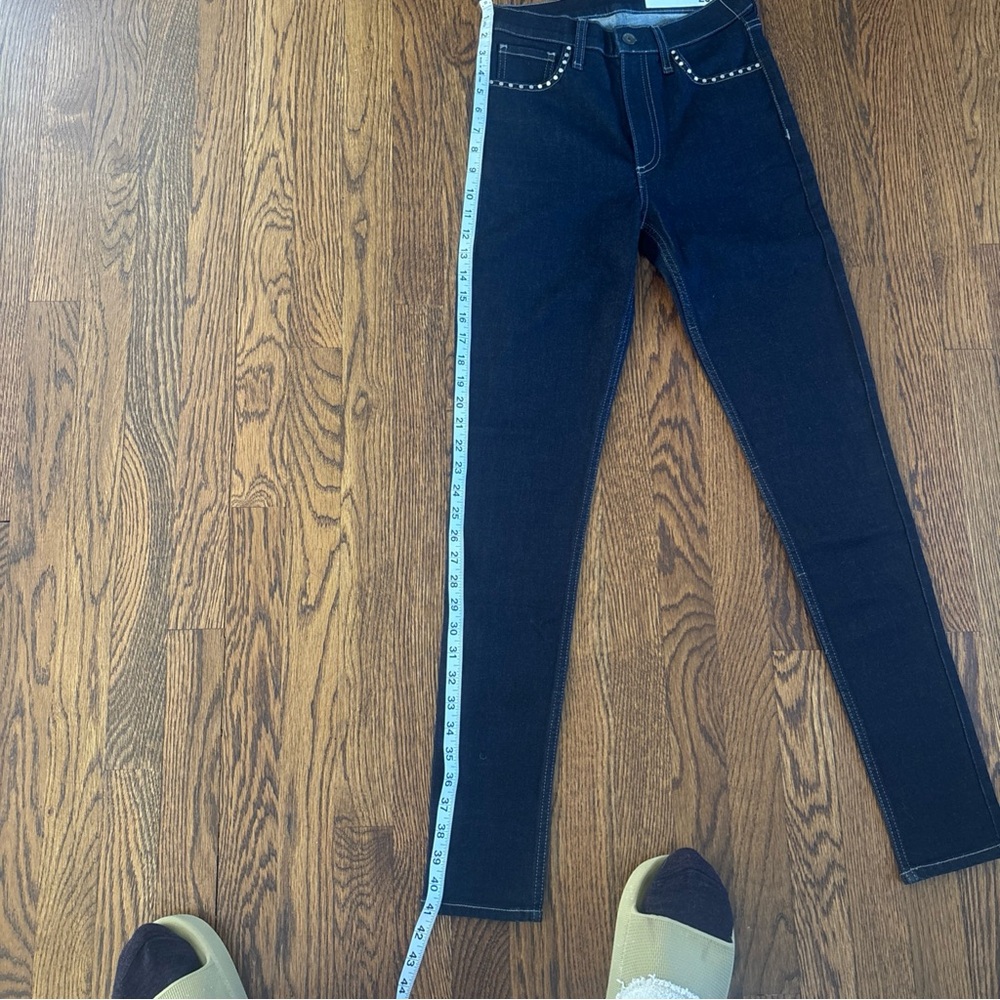 rag & bone Dark Blue Skinny Jeans with Studded Pocket Detail